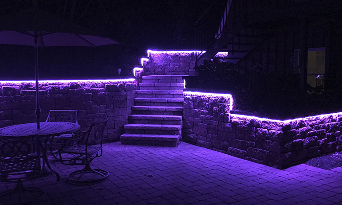 patio lighting using RGB color changing LED strip lights