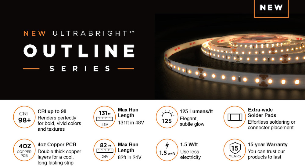 Outline Series LED strip light for long distance installations