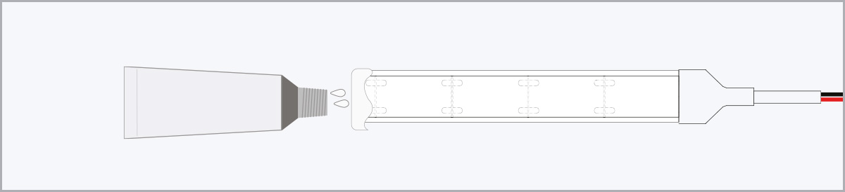 Sealing wet location LED strip light with silicone