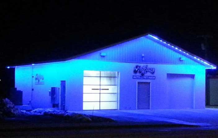 LED wall accent exterior car wash