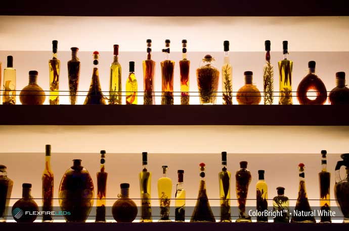 restaurant bar shelf lighting example