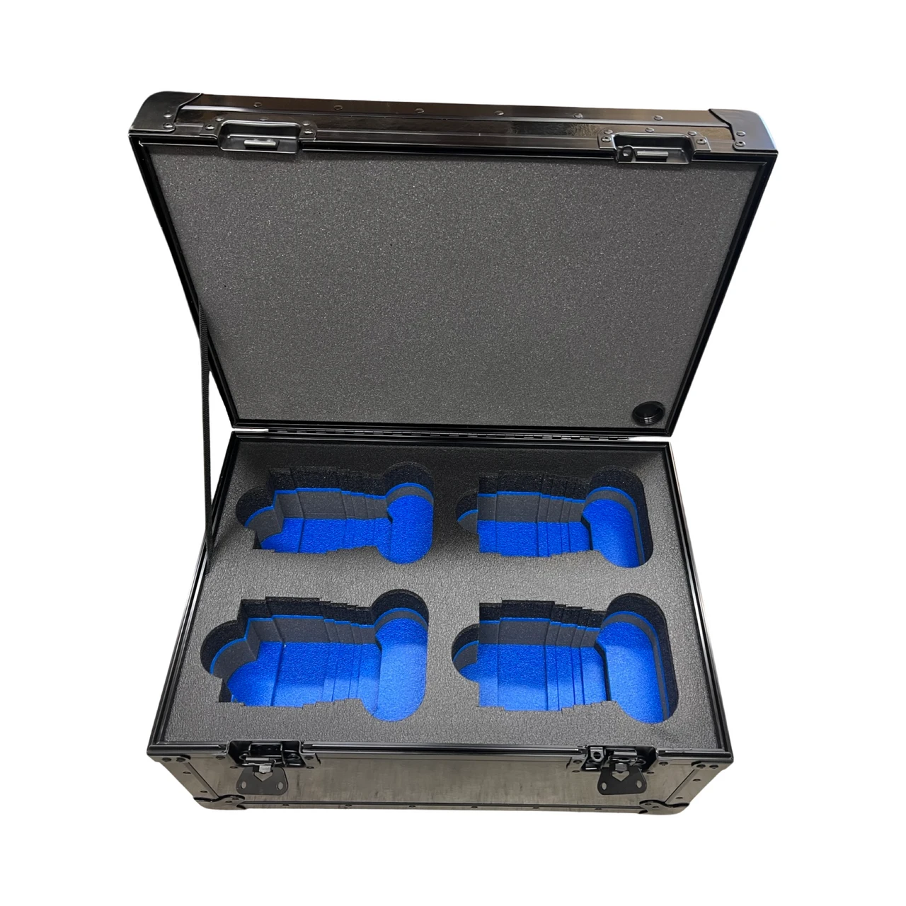 Wireless transmitter case with blue foam