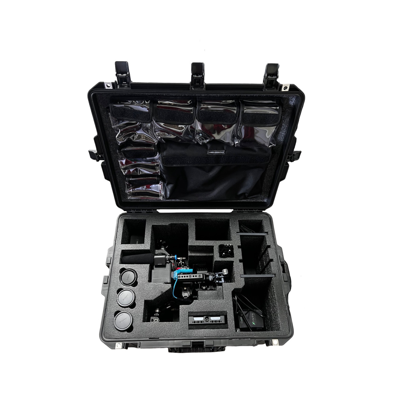 FX3 built with Tilta Cage, handle and Sony Monitor Attached in pelican 1637