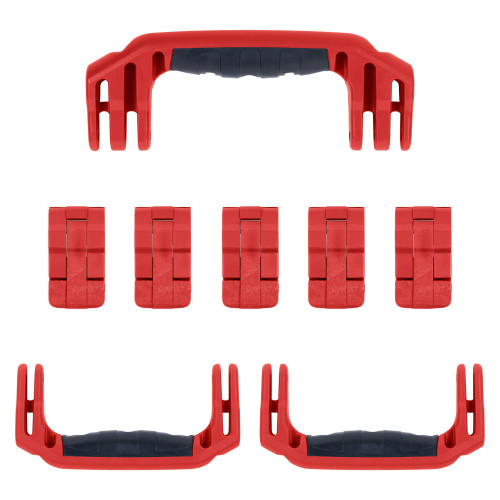 PELICAN 1637 AIR REPLACEMENT HANDLES & LATCHES, RED, DOUBLE-THROW (SET OF 3 HANDLES, 5 LATCHES)