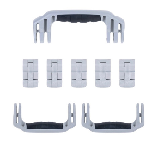 PELICAN 1637 AIR REPLACEMENT HANDLES & LATCHES, SILVER, DOUBLE-THROW (SET OF 3 HANDLES, 5 LATCHES)
