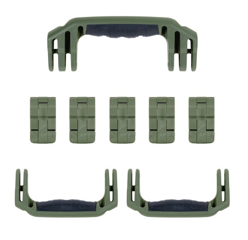 Pelican 1637 Air Replacement Handles & Latches, OD Green, Double-Throw (Set of 3 Handles, 5 Latches) - Pelican 1637 Custom Fo