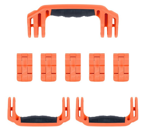 PELICAN 1637 AIR REPLACEMENT HANDLES & LATCHES, ORANGE, DOUBLE-THROW (SET OF 3 HANDLES, 5 LATCHES)