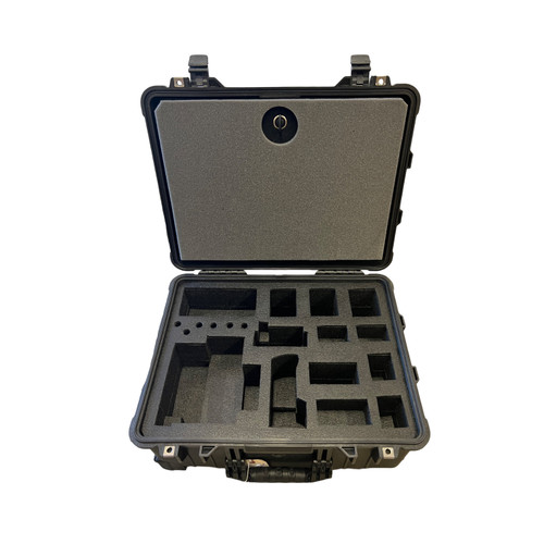 Pelican FIZ HU3 with Single channel package in a - Pelican 1560 Custom Foam Insert for production support gear — with fitted