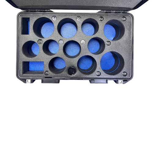 Sigma EF case 14, 20, 24, 28, 35, 40, 50, 70, 85, 105 and 135mm - Pelican 1535 Custom Foam Insert for cinema lens — with fitt