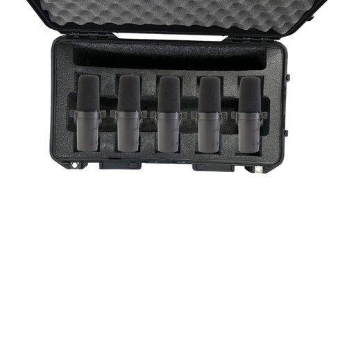 Shure SM7B 5-Microphone case (Pelican 1556) - Pelican 1556 Custom Foam Insert for production audio gear — with fitted foam