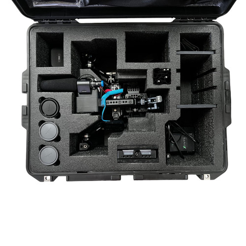 FX3 built with Tilta Cage, handle and Sony Monitor Attached in pelican 1637