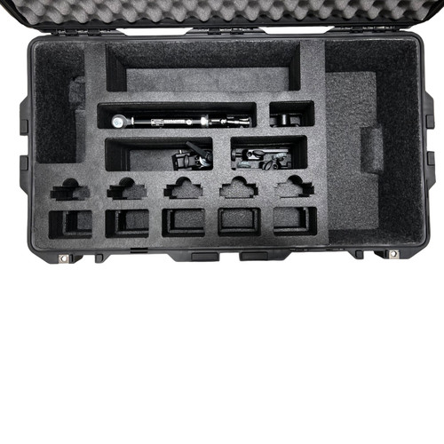 Pelican Riedel Bolero and accessories in Pelican Air 1615 Custom ATA Shipping Case for production support gear — with fitted