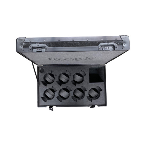 Universal Vertical 7-Lens Case — 3-1/2″ Holes in black, with the foam insert visible — representative photo of the same case.