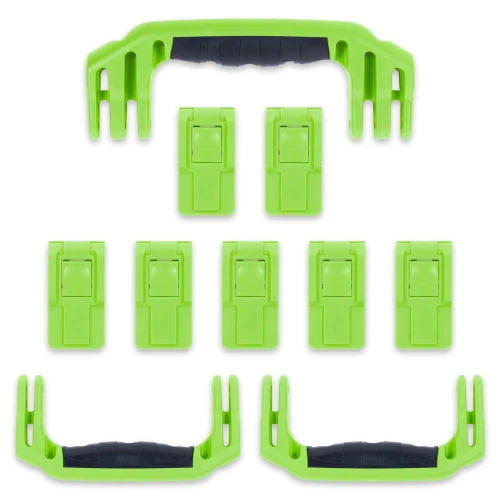 Pelican 1650 Replacement Handles & Push-Button Latches Set - Lime Green