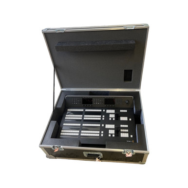 Blackmagic ATEM 2 M/E Advanced Panel Case (Legacy) — Panel Face-Up, Power & Network Wells, Wheels & Pull-Out Handle