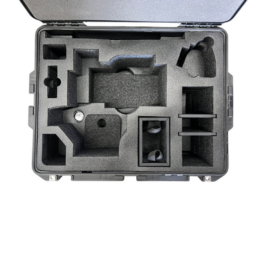 Open Pelican case with custom-cut foam for the Sony BURANO