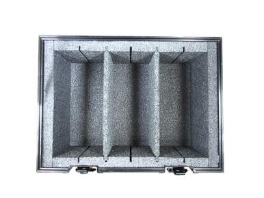 Accessory organizer interior with carpeted dividers