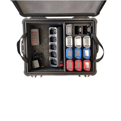 Open Pelican case with custom-cut foam for the Riedel Bolero Intercom