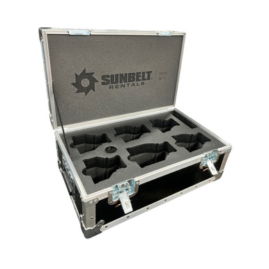Sunbelt Rentals logo cut into the lid foam of a custom Innerspace case
