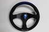 Vertex 325mm Flat  Leather Steering Wheel - Blue Stitch