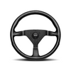 Momo - Montecarlo 320/350/380mm - Black Leather Round Grip Shape Street Steering Wheels in 4 Multi Button Colors