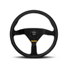 Momo - MOD. 78, 320/350mm Round Black Suede/Leather Grip Shape Racing Steering Wheels in Black Anodized Finish