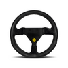 Momo - MOD. 11, 260mm Round Black Suede Grip Shape Racing Steering Wheels in Black Anodized Finish