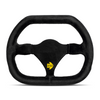 Momo - MOD. 29, 270mm Flat Bottom & Top Black Suede Grip Shape Racing Steering Wheels in Black Anodized Finish