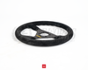 Momo - MOD. 69, 350mm Round Black Suede Grip Shape Racing Steering Wheels in Black Anodized Finish