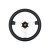 Momo - Prototipo 320mm Round Black Leather Grip Shape Street Steering Wheels in Black Anodized/Aluminum Finish