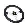 Momo - Prototipo 320mm Round Black Leather Grip Shape Street Steering Wheels in Black Anodized/Aluminum Finish