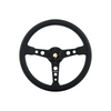 Momo - Prototipo 350mm Round Black Leather Grip Shape Street Steering Wheels in Black Anodized/Aluminum Finish