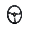 Momo - Prototipo 350mm Round Black Leather Grip Shape Street Steering Wheels in Black Anodized/Aluminum Finish