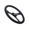 Momo - Prototipo 350mm Round Black Leather Grip Shape Street Steering Wheels in Black Anodized/Aluminum Finish