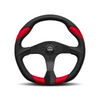 Momo - Quark 350mm Round 3 Multi Air-leather Colors Grip Shape Street Steering Wheels in Black Anodized Finish