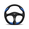 Momo - Quark 350mm Round 3 Multi Air-leather Colors Grip Shape Street Steering Wheels in Black Anodized Finish