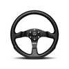 Momo - Competition 350mm Round Black Air-Leather Grip Shape Street Steering Wheels in Black Anodized Finish