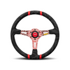 Momo - Ultra 350mm Round Black Alcantara Grip Shape Street Steering Wheels in 3 Multi Colors Anodized w/Logo