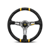 Momo - Ultra 350mm Round Black Alcantara Grip Shape Street Steering Wheels in 3 Multi Colors Anodized w/Logo