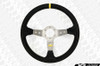OMP Corsica 350mm Steering Wheel - Black Suede with Titanium Spokes
