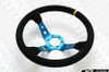 OMP Corsica 350mm Steering Wheel - Black Suede Deep Blue Spoke