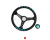 Vertex 6 Star 340mm Suede Steering Wheel - Vertea Blue 
