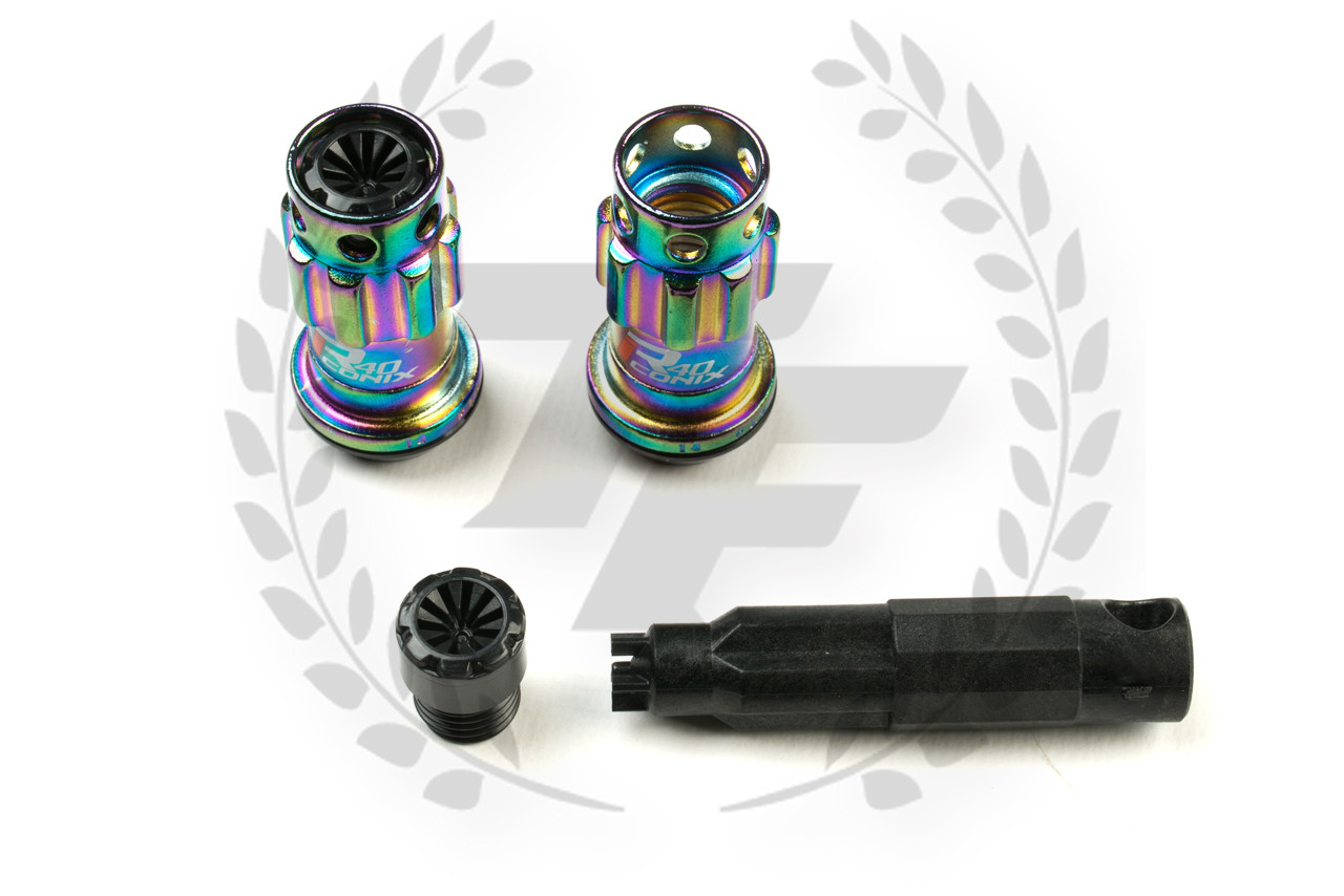 KICS Project R40 Iconix Lug Nuts NeoChrome & Black Plastic Cap