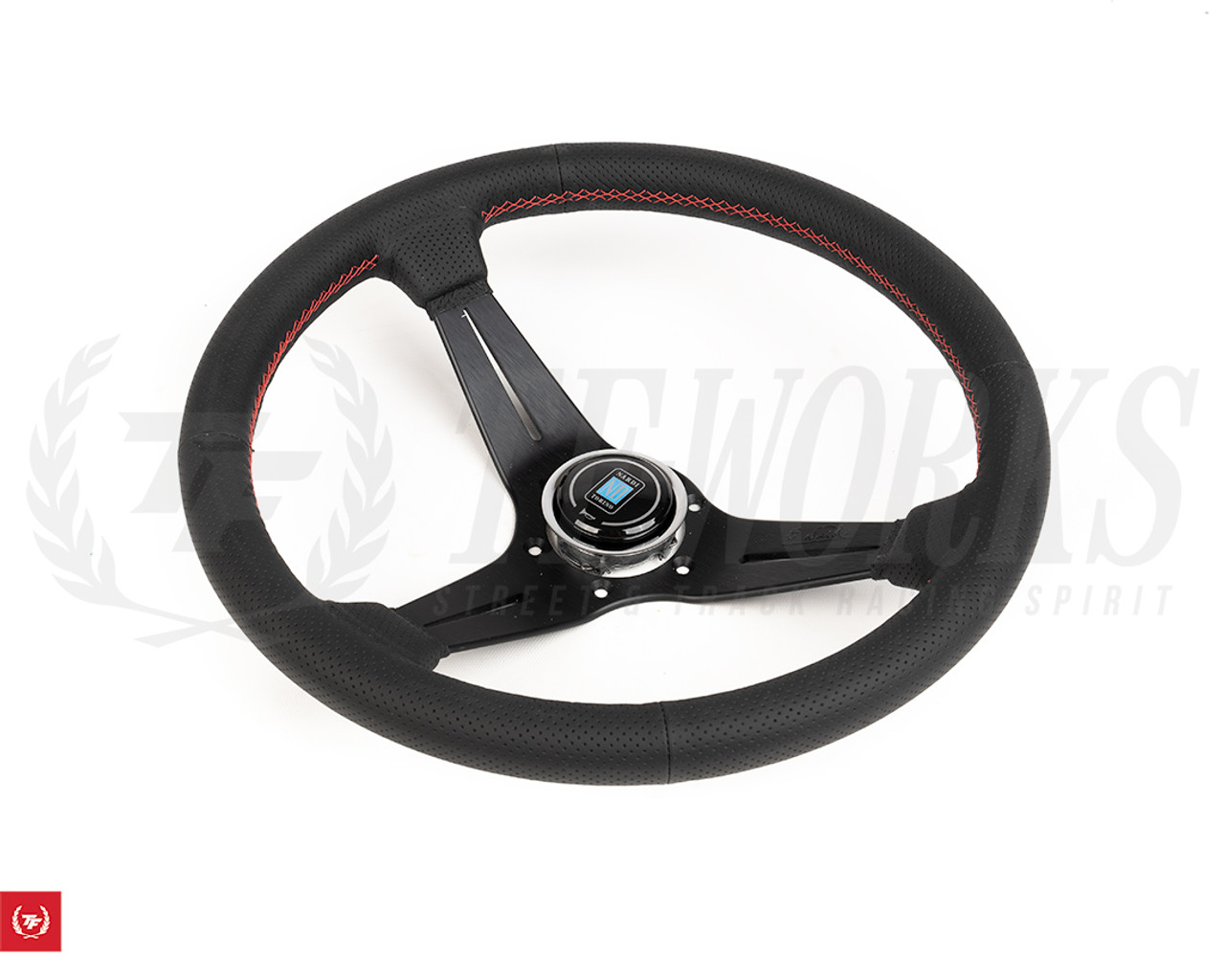 Nardi Sport Rally Deep Corn Perforated Leather / Black Spoke 350mm Steering  Wheel