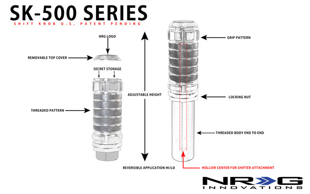 NRG Stealth Style Honda Adjustable Shift Knob M10x1.50 Black