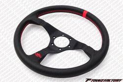 Personal Trophy 350mm Smooth Leather with Red Stitch Steering Wheel