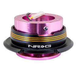 NRG Quick Release Kit Gen 2.9 Dual Strip Edition - Pink Body / Black Ring w/ Chrome Gold  Horizontal Stripes