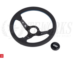 ATC SPRINT Cone65 Steering Wheel - 350mm Black Leather / Blue