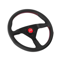 Momo - Montecarlo 320/350/380mm - Black Leather Round Grip Shape Street Steering Wheels in 4 Multi Button Colors