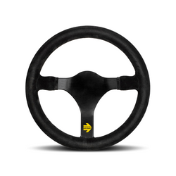 Momo - MOD. 31, 320mm Round Black Suede Grip Shape Racing Steering Wheels in Black Anodized Finished